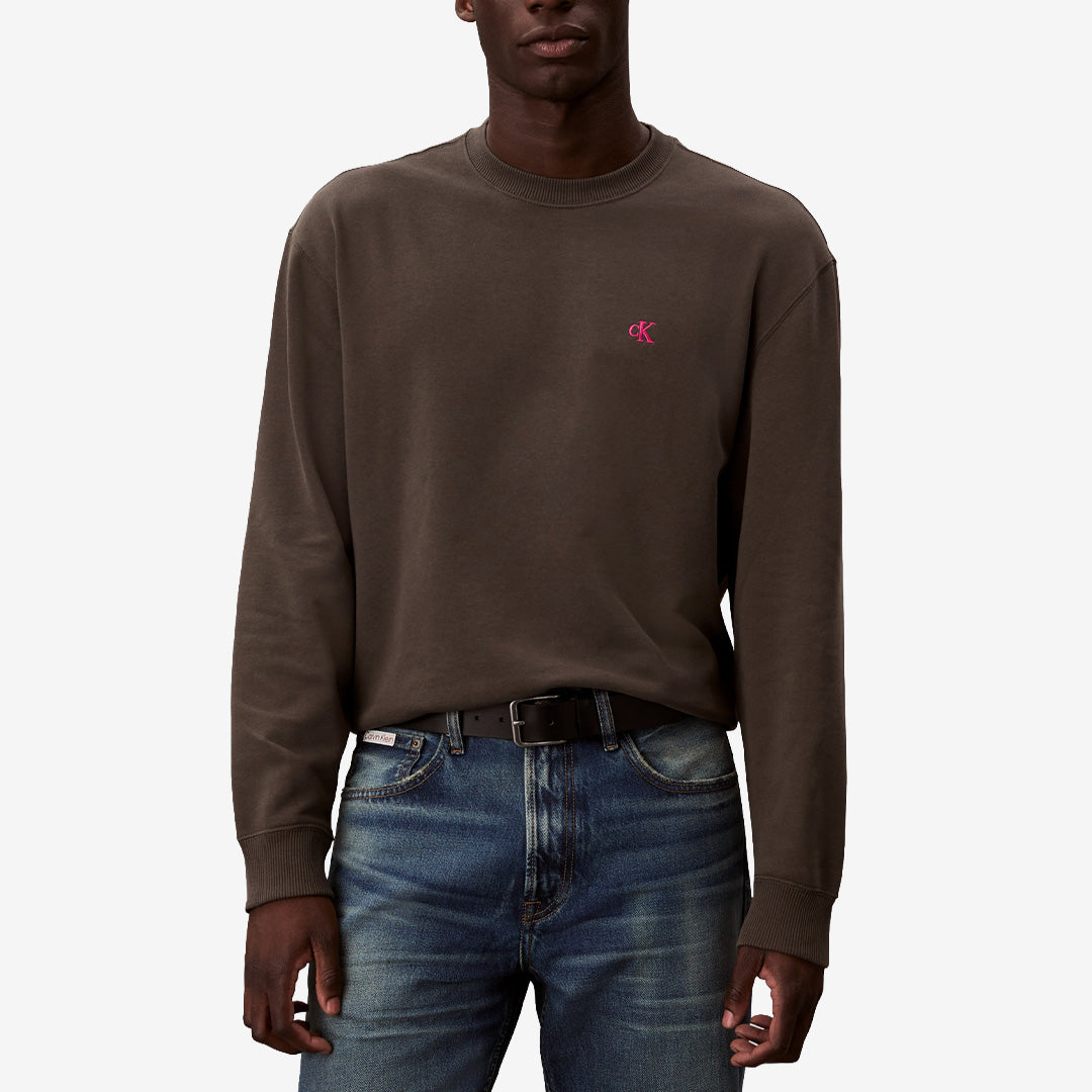 Calvin Klein LS EU 350 Terry Monog sweatshirt i beluga med subtil logodetalj