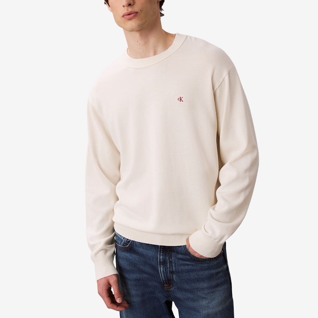 Tofufärgad tröja EU LS Cotton Relaxed i 100% bomull med avslappnad passform