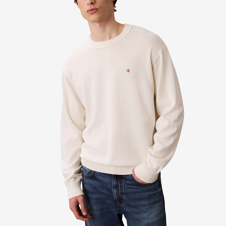 Tofufärgad tröja EU LS Cotton Relaxed i 100% bomull med avslappnad passform