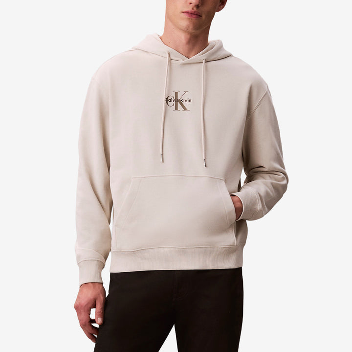 Calvin Klein LS EU Terry Micro stickad tröja i chalkfärg