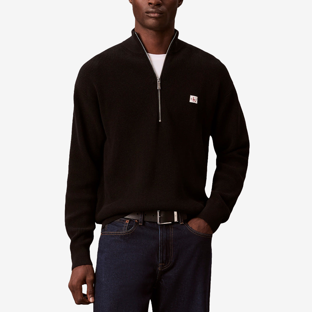 Svart waffletröja LS EZ Cotton Waffle i 100% bomull