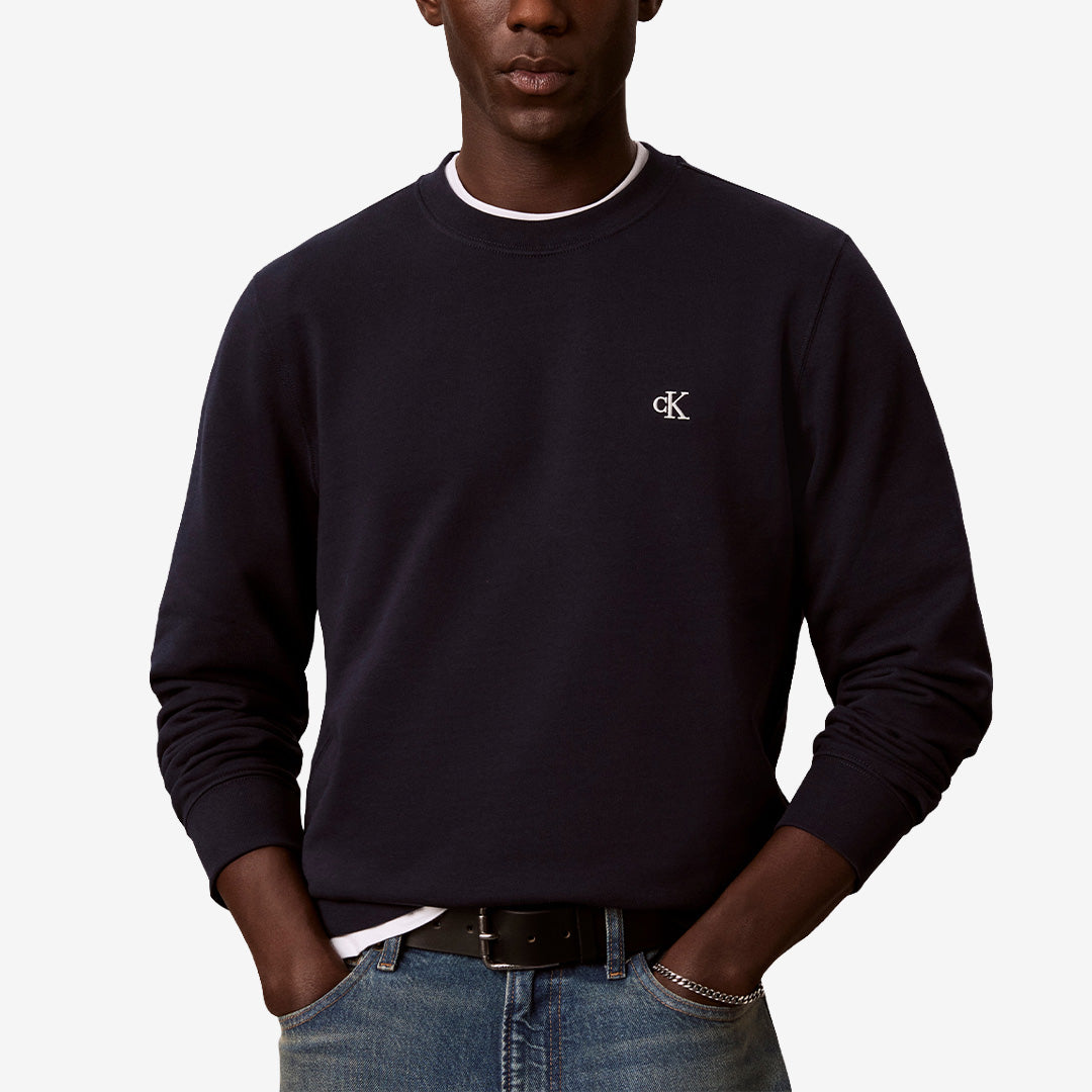 Calvin Klein Monogram Crewneck Sweatshirt för herr i blue med rund halsringning och mjuk bomullsblandning.