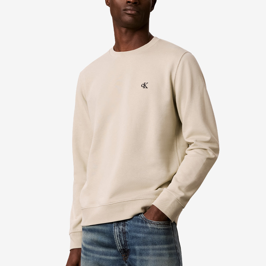 Calvin Klein Monogram Crewneck Sweatshirt för herr i khaki med rund halsringning och mjuk bomullsblandning