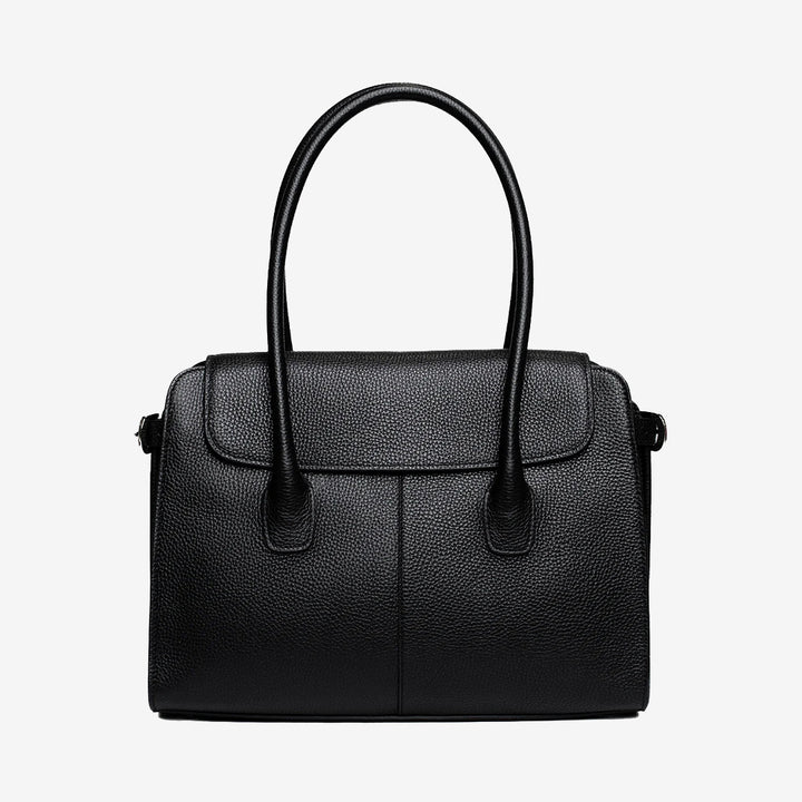 Svart Loretto D01 läderväska med magnetlås och långa handtag för laptop