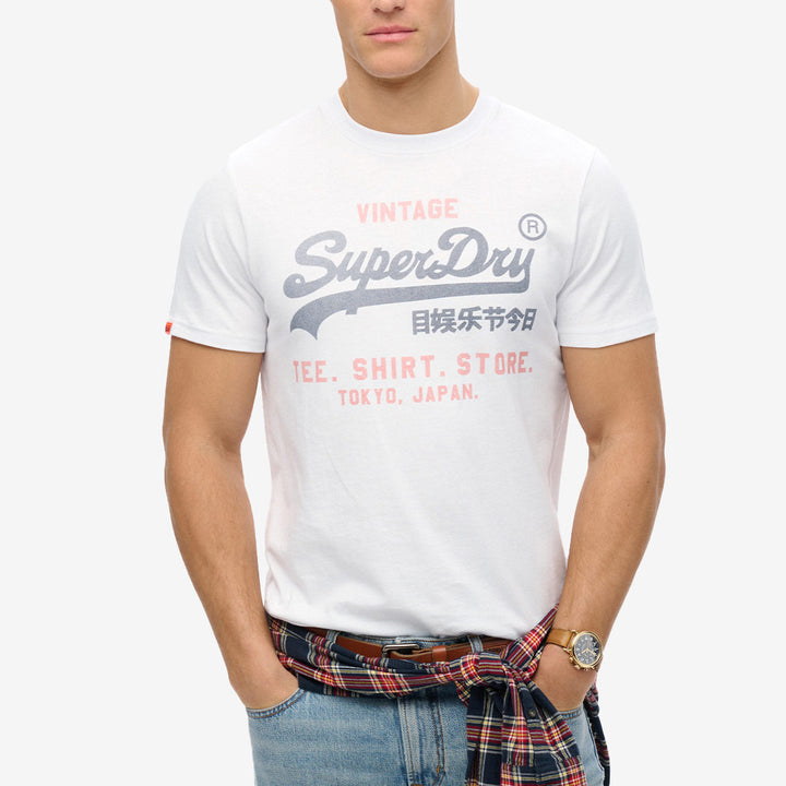 Superdry VL Heritage Relaxed Tee – vit t-shirt i bomull med avslappnad passform