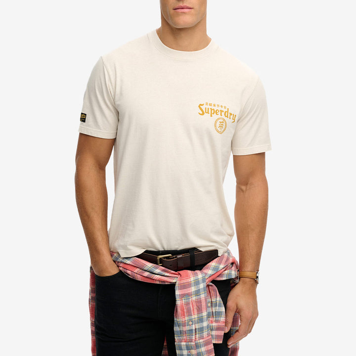 Superdry Tokyo Narrative Loose Tee – cream t-shirt i bomull med grafiskt tryck och lös passform