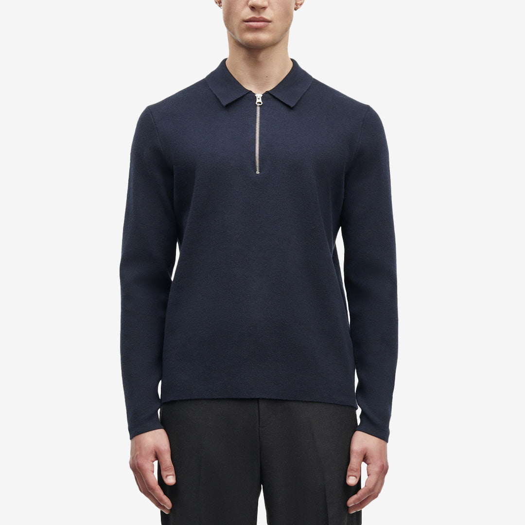 Guna Half Zip i färgen Sky Captain, stickad herrtröja med halv dragkedja och ståkrage