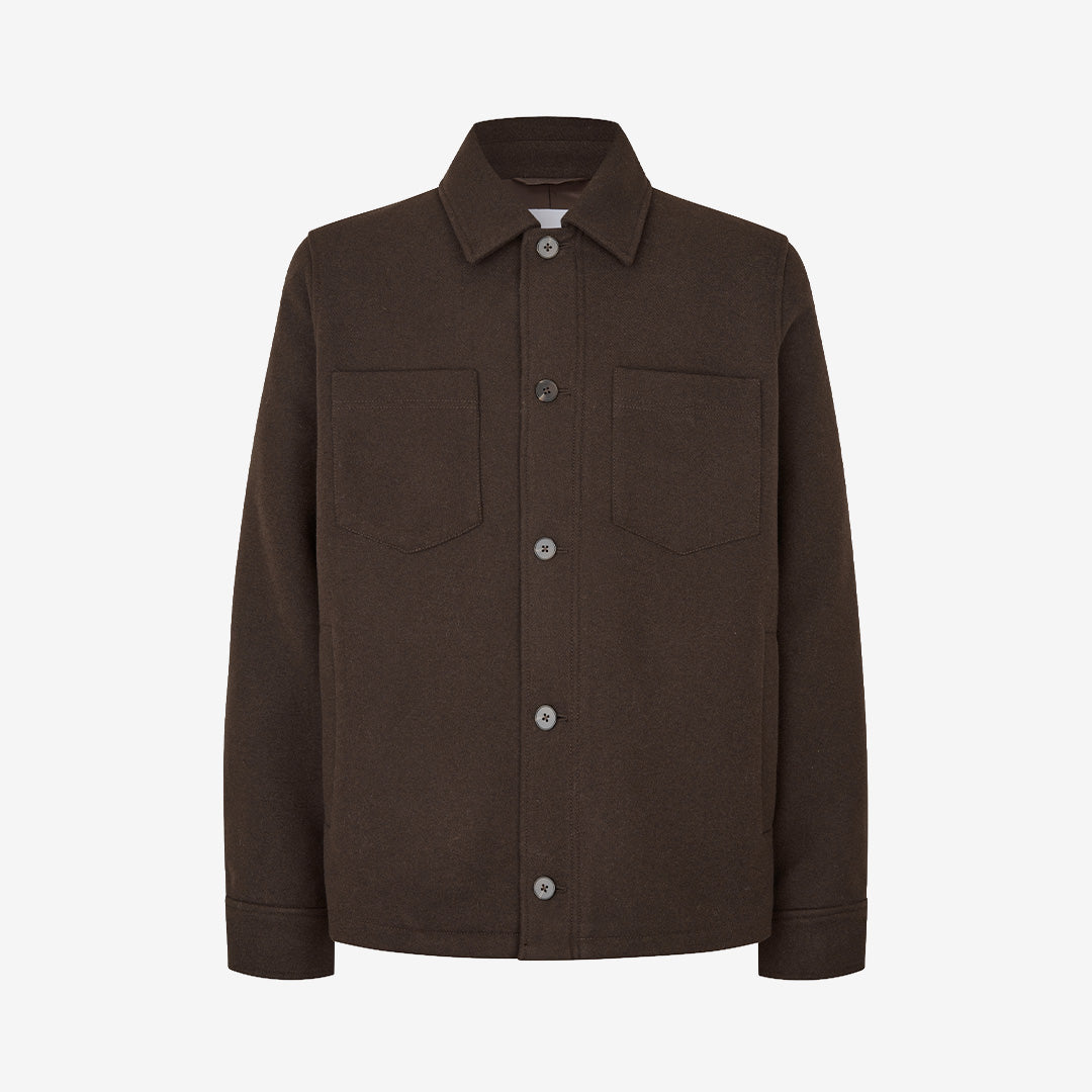 Samsøe Samsøe Sapally Z Shirt Jacket för herr i Delicioso med ullblandning och vadderad konstruktion.