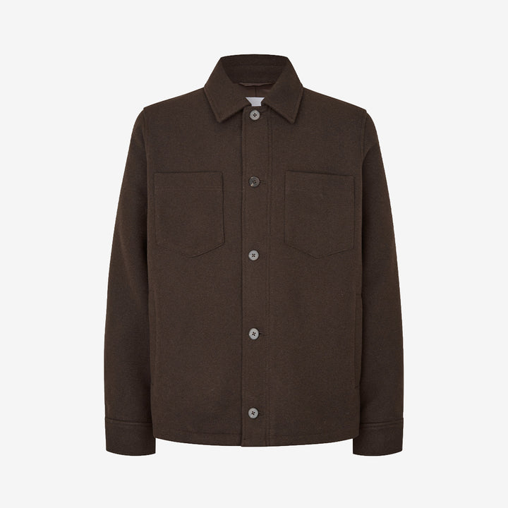 Samsøe Samsøe Sapally Z Shirt Jacket för herr i Delicioso med ullblandning och vadderad konstruktion.