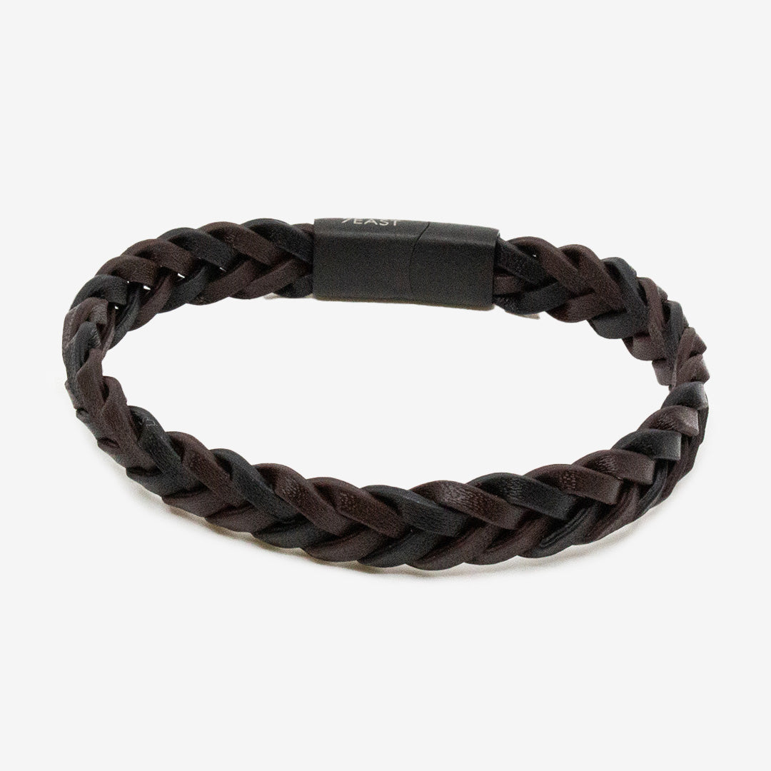 Campania Bracelet flätat herrarmband i läder med spänne i rostfritt stål, mixad färg