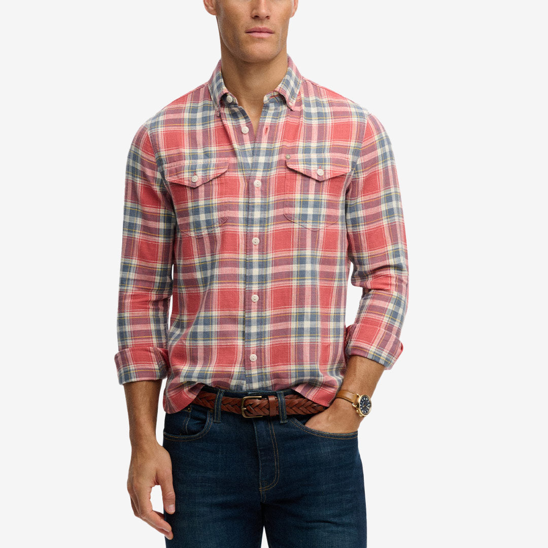 Superdry Merchant Lite Check Shirt – rutig skjorta i bomull med avslappnad passform