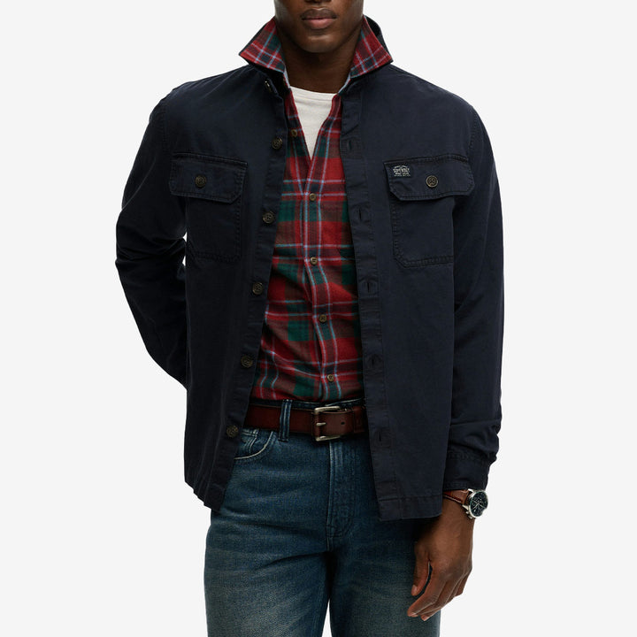Superdry 2 Pocket Overshirt Navy – overshirt i bomull med två bröstfickor