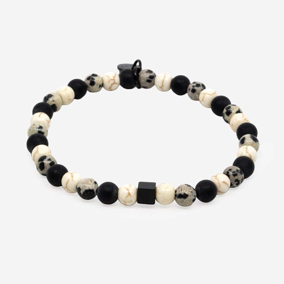 Elastiskt armband från 7East med mixade ädelstenar och detaljer i rostfritt stål modell M596B Melbourne Bracelet