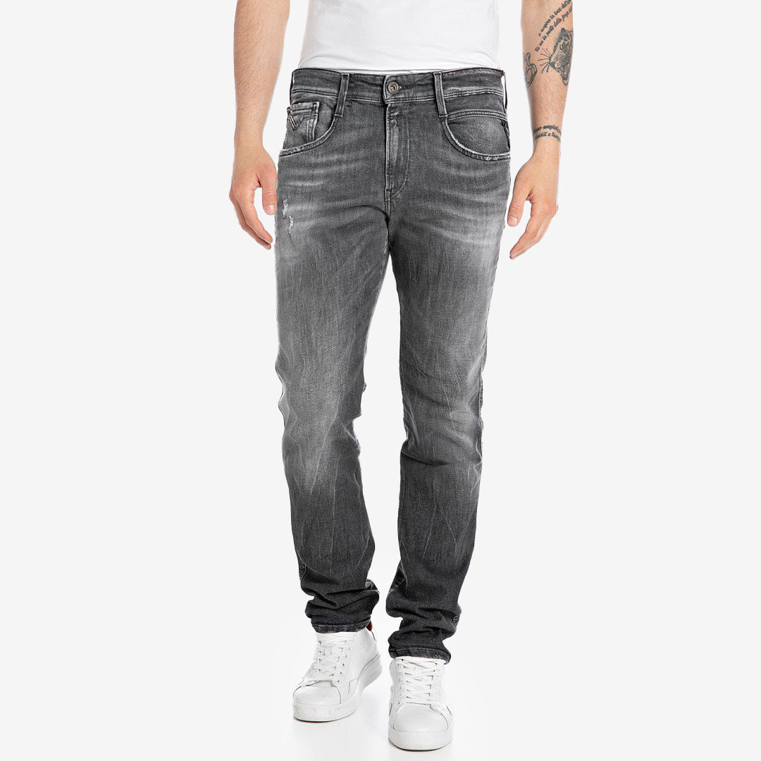 Replay Anbass jeans dark grey slim fit herr i mörkgrå stretchdenim