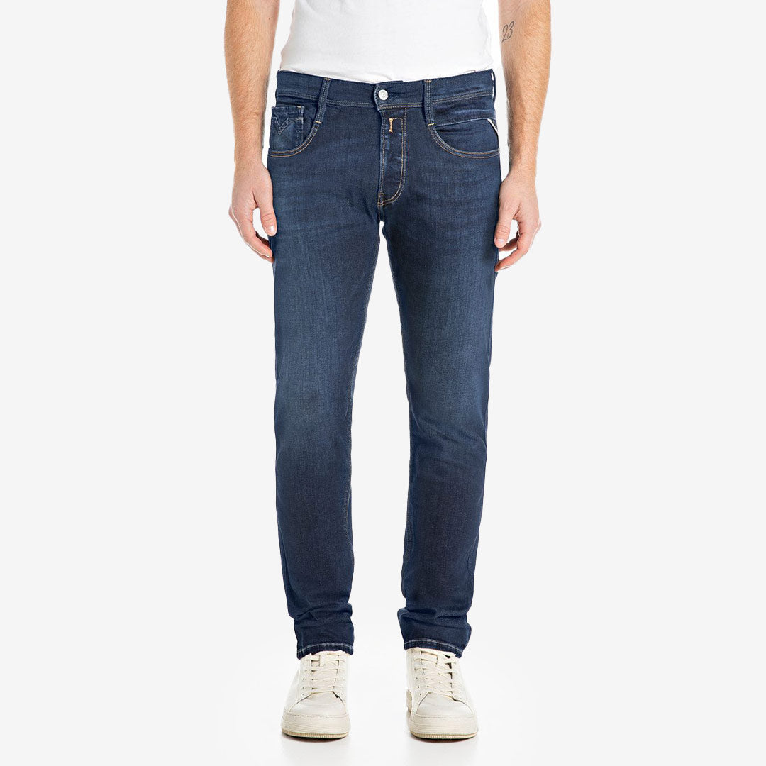 Replay Anbass dark blue jeans slim fit herr i power stretch denim