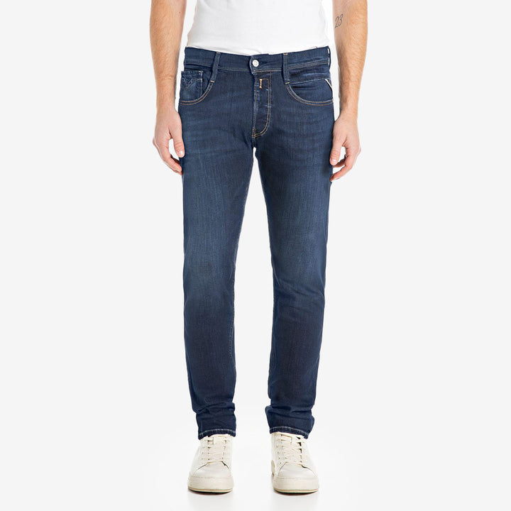 Replay Anbass dark blue jeans slim fit herr i power stretch denim