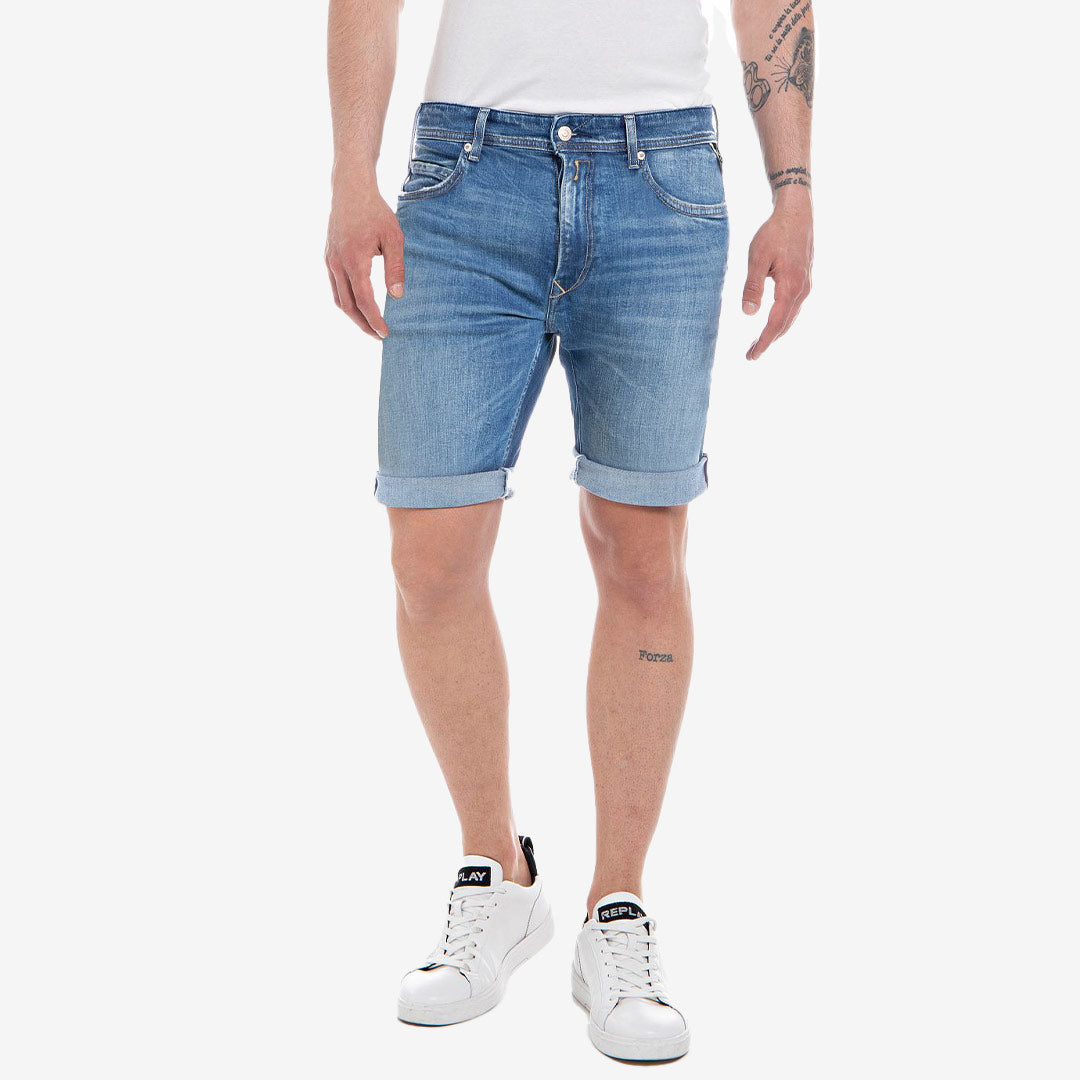 Replay RBJ.981 dark indigo tapered jeansshorts herr i super stretch denim
