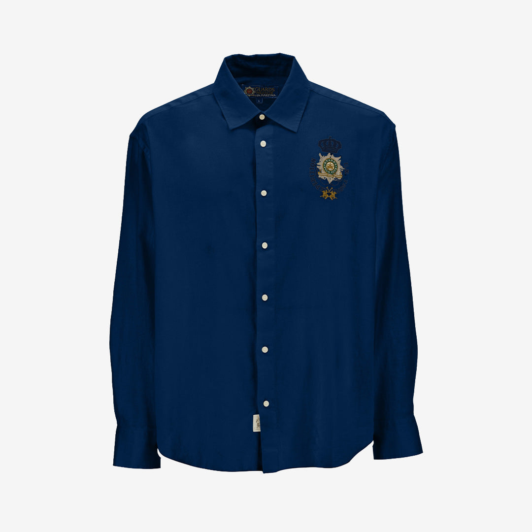 La Martina Crispin skjorta i navy bomulls- och linneblandning