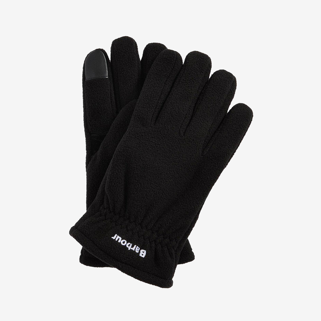 Barbour Coalford Fleece Gloves fleecehandskar i Black med mjukt foder, elastisk mudd och läderdetaljer.