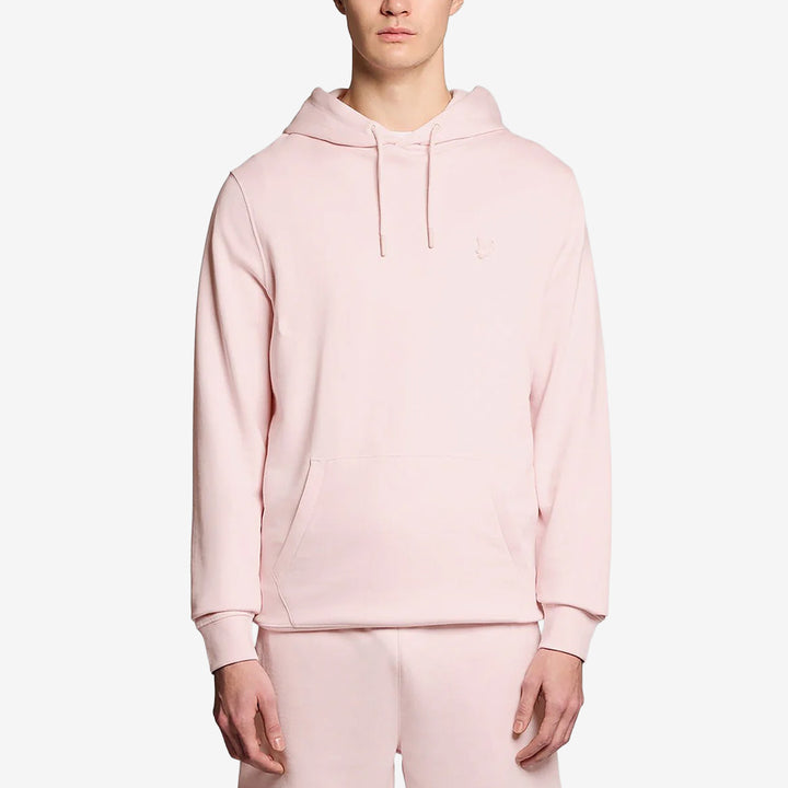 Lyle & Scott ML2256TONT Superfine Pullover Hoodie i Light Pink med huva och 100% bomull för herr