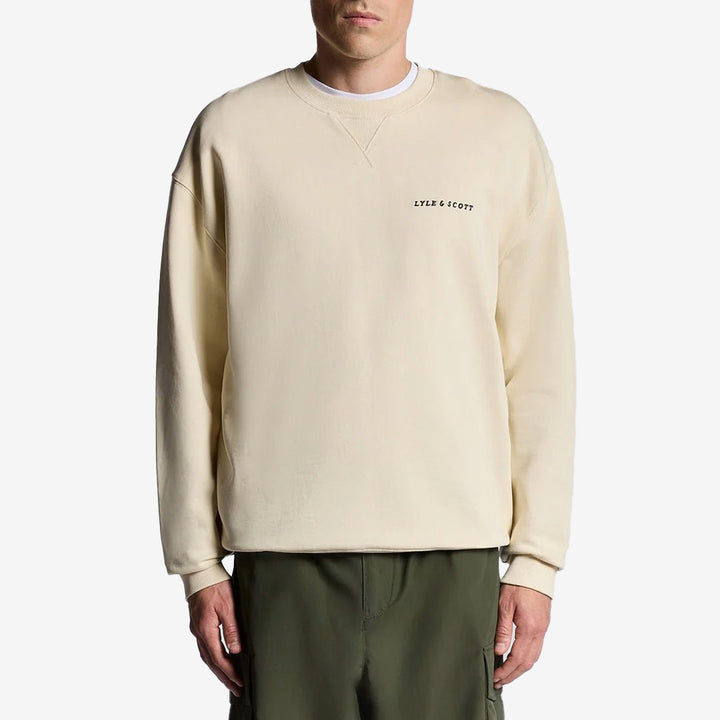 Script Brushback Crew Neck Sweatshirt