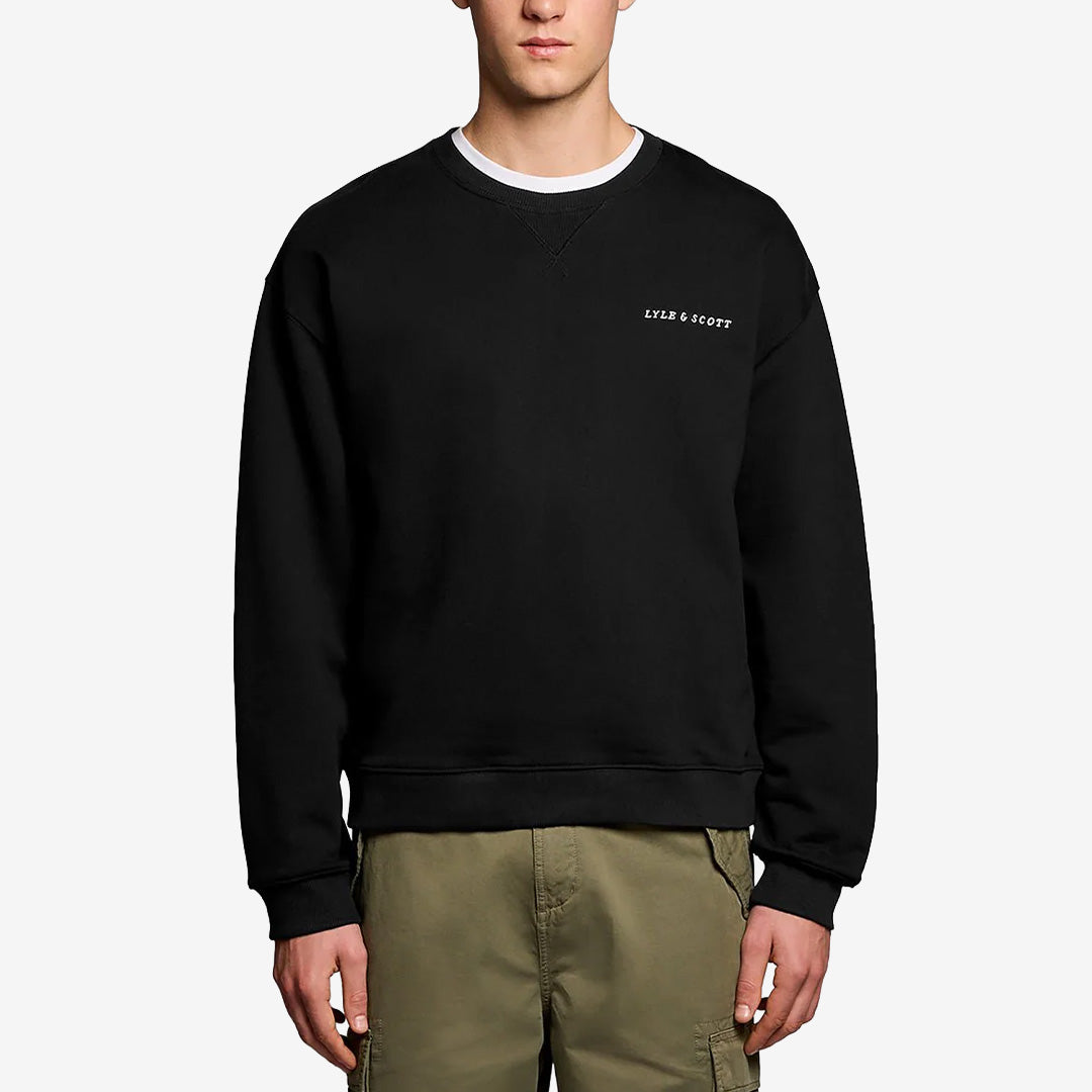 Script Heavyweight Sweatshirt i Jet Black med oversized passform och logotyp framtill
