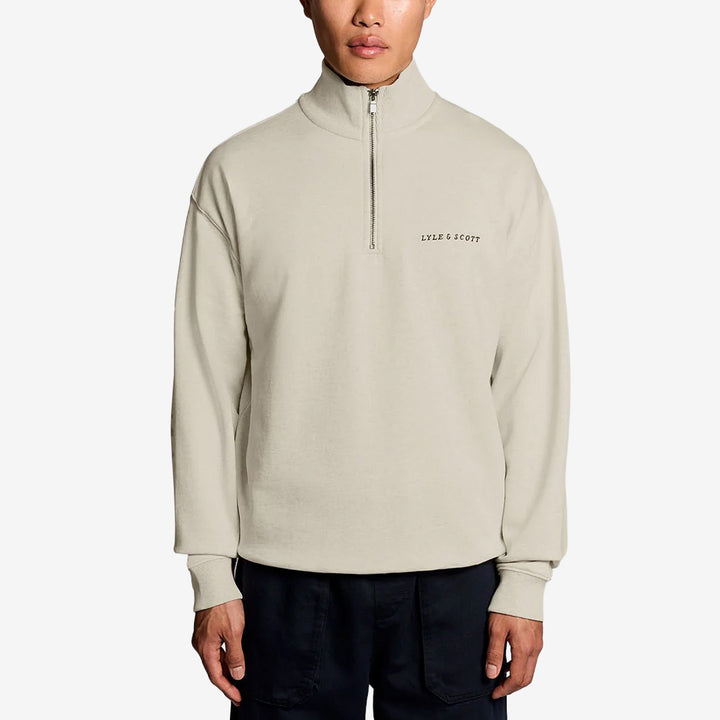 Script Heavyweight Loopback Quarter Zip Sweatshirt