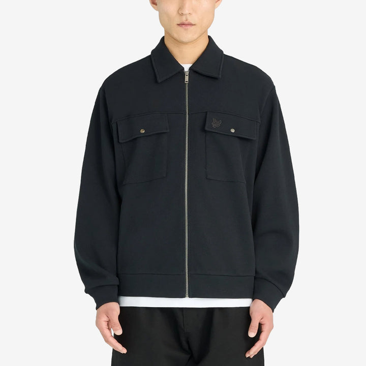 Lyle & Scott Pique Interlock Overshirt Lacquer overshirt i 100 % bomull med broderad Eagle-logotyp