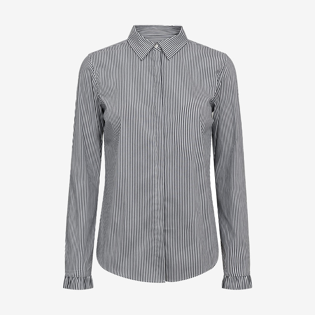 Mos Mosh MMMattie Flip Stripe Shirt dam India Ink randig skjorta