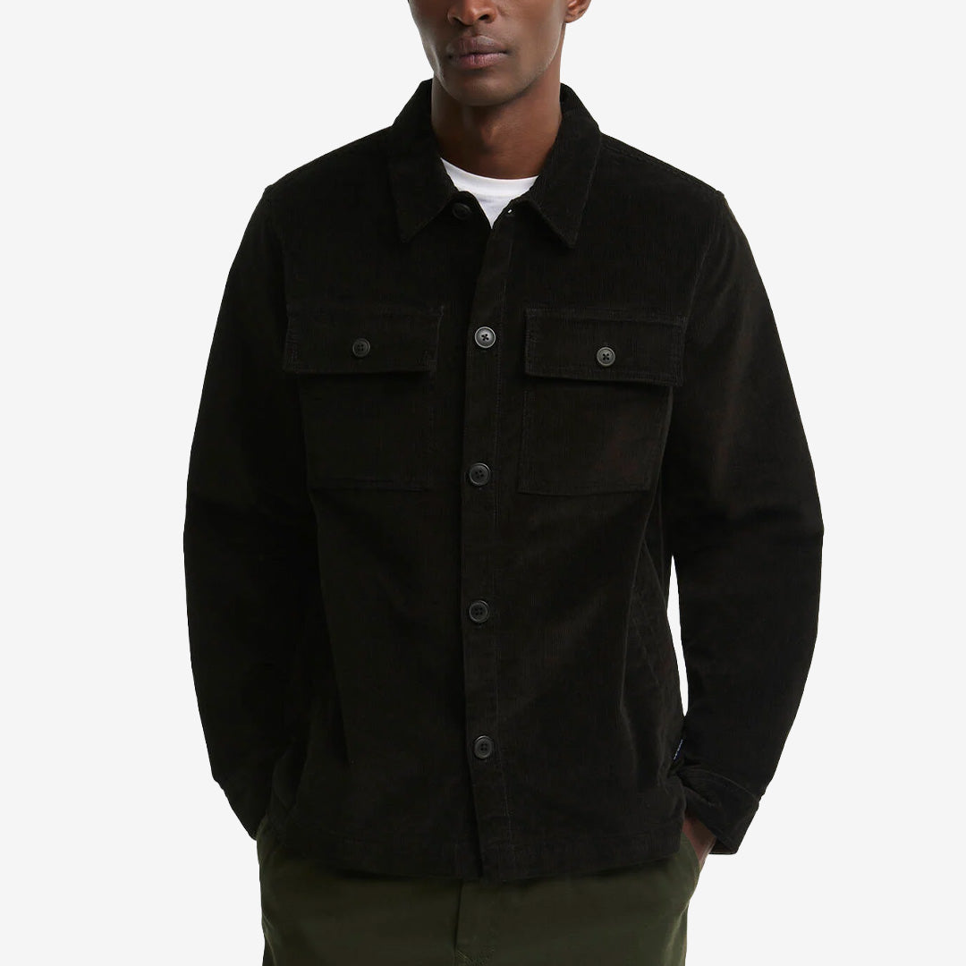 Barbour Tartan Trimmed Cord Overshirt i Olive med mjuk manchester, bröstfickor och Tartan-detaljer.