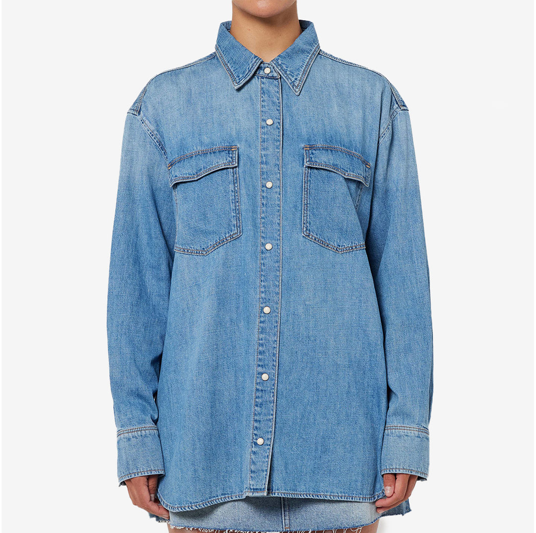 Bowery Denim Shirt i vintage indigo färg, 100% bomull