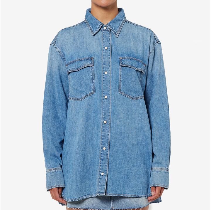 Bowery Denim Shirt i vintage indigo färg, 100% bomull