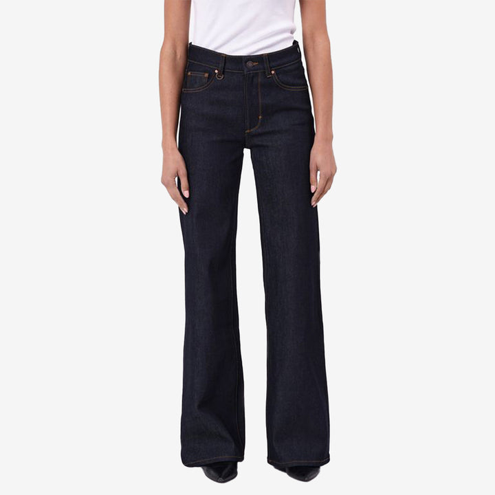 Vida jeans i raw indigo med mellanhög midja och elegant A-linjeform