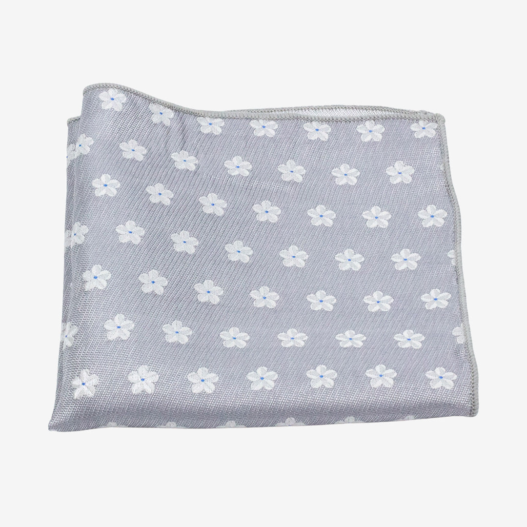 Grå mönstrad näsduk i siden från 7East modell N435 18x18 cm