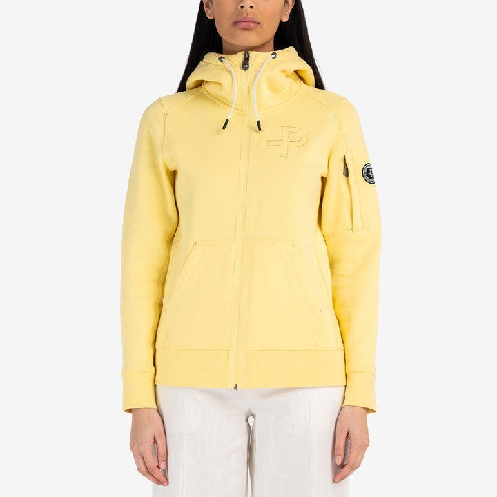 Pelle P P-hoodie dam Physalis Yellow med dragkedja och huva