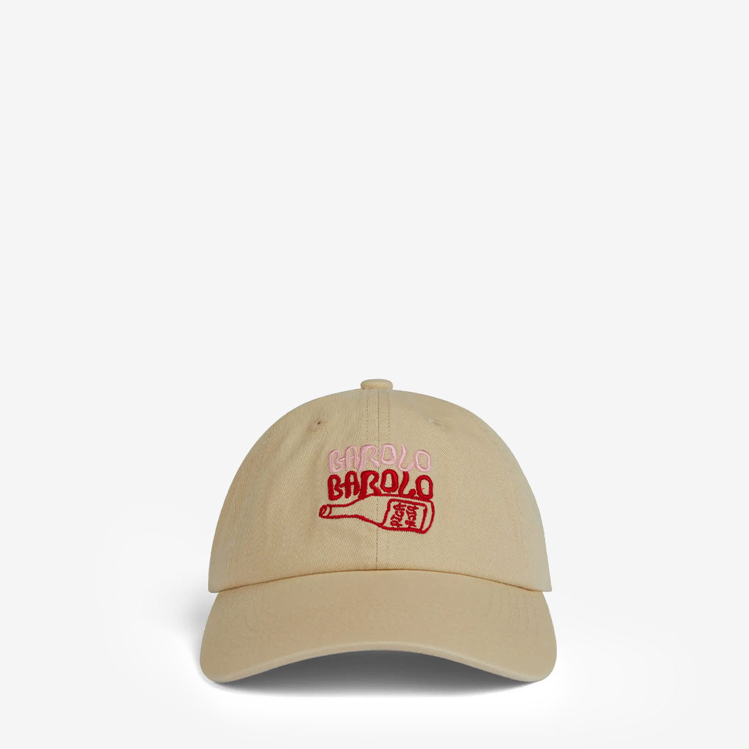 Pica Pica Barolo Cap – beige bomullskeps med vinmotiv i brodyr
