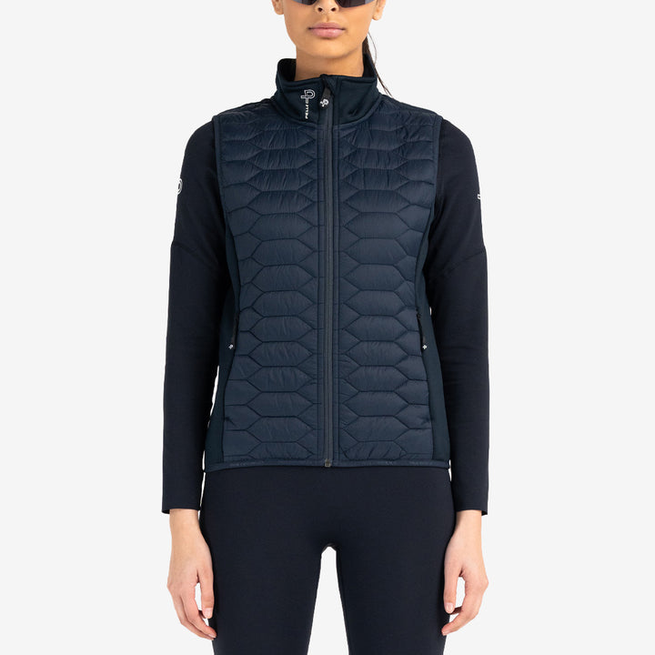 Pelle P Levo Hybrid Vest dam navy blue med quiltad front och dragkedja