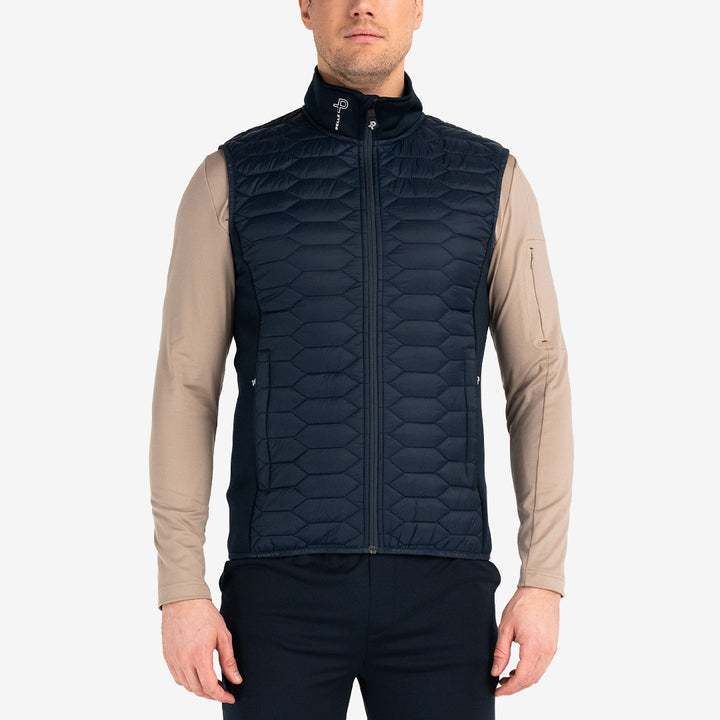 Pelle P Levo Hybrid Vest navy blue med quiltad front och dragkedja