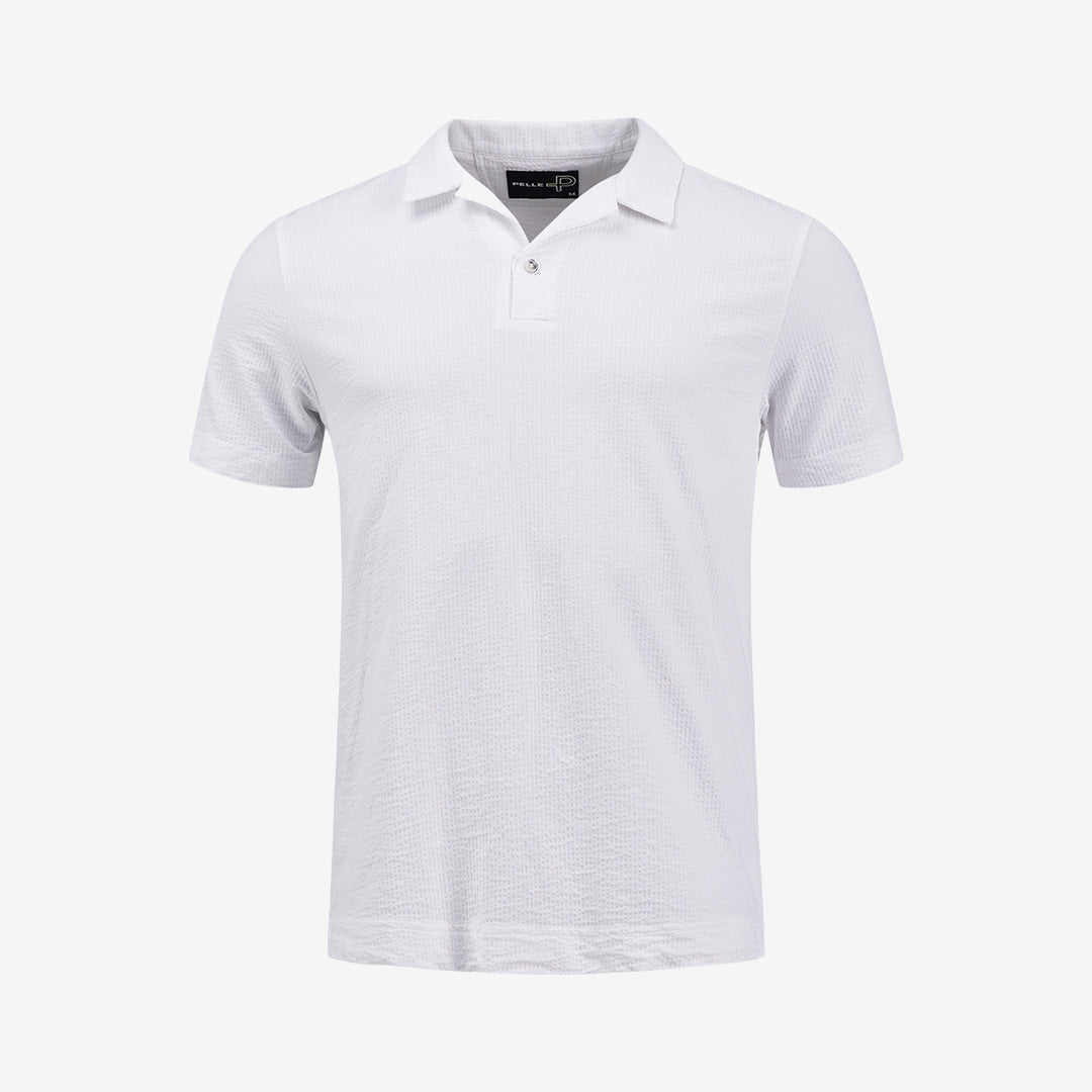 Pelle P Dock Camp Collar Shirt herr White med bowlingkrage och korta ärmar