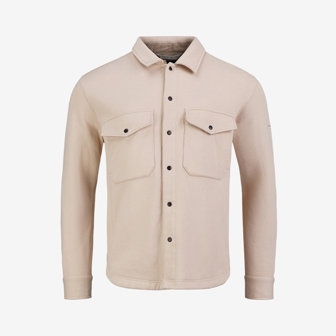 Pelle P P-Overshirt herr Lt. Beige Oak med borstad insida och tryckknappar