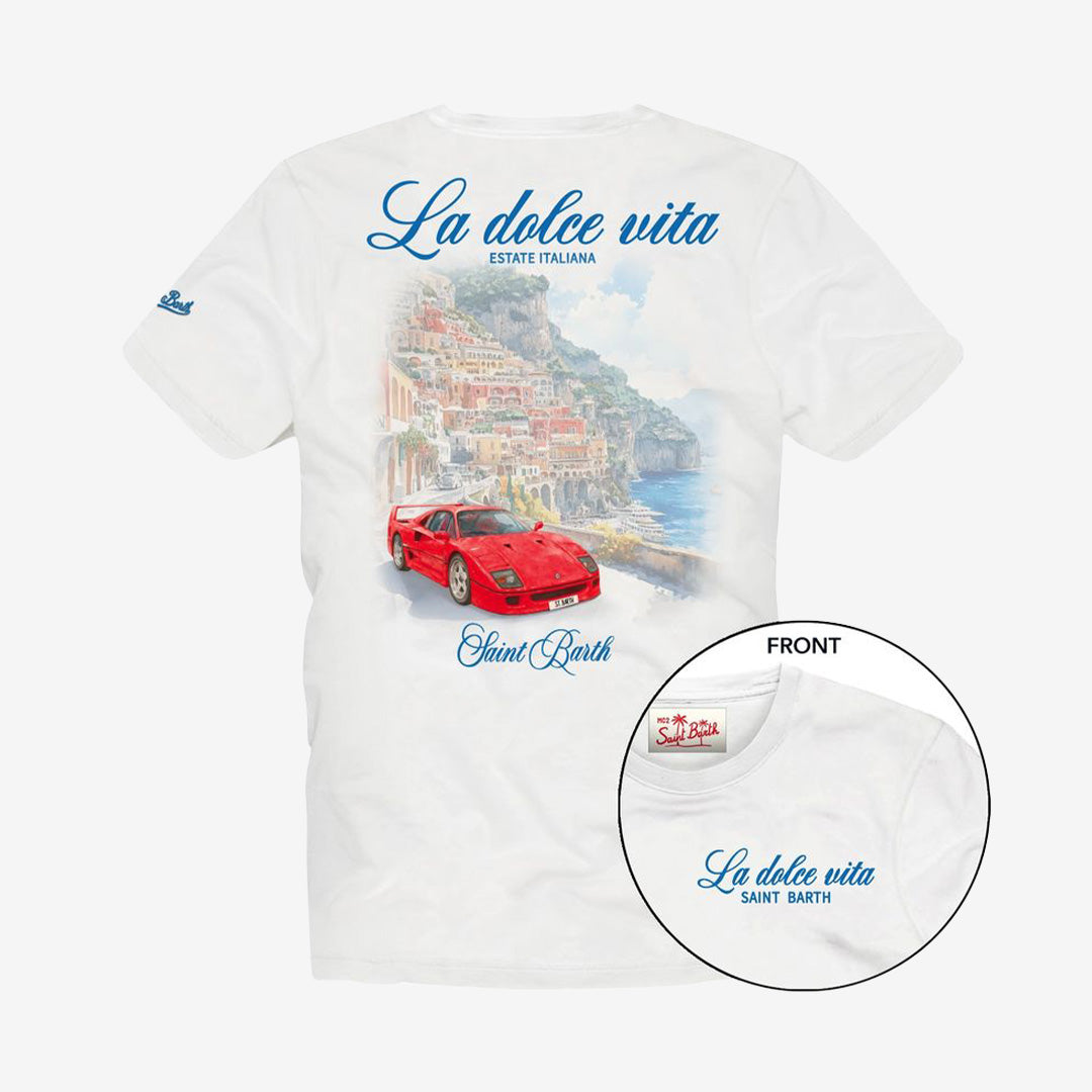 MC2 Saint Barth Portland t-shirt i bomull med Dolce Vita Estate tryck fram och bak
