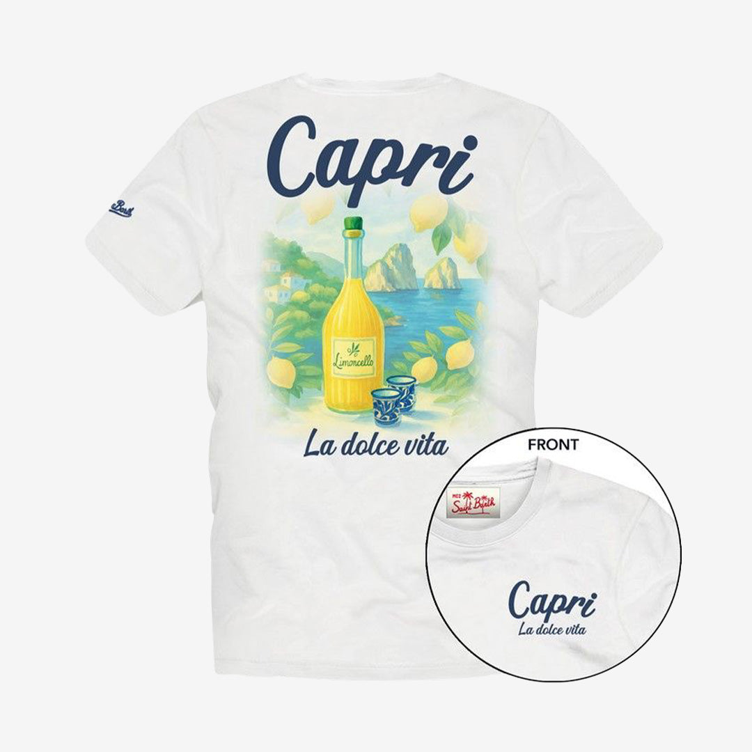 MC2 Saint Barth Portland t-shirt i bomull med Capri Limoncello tryck fram och bak