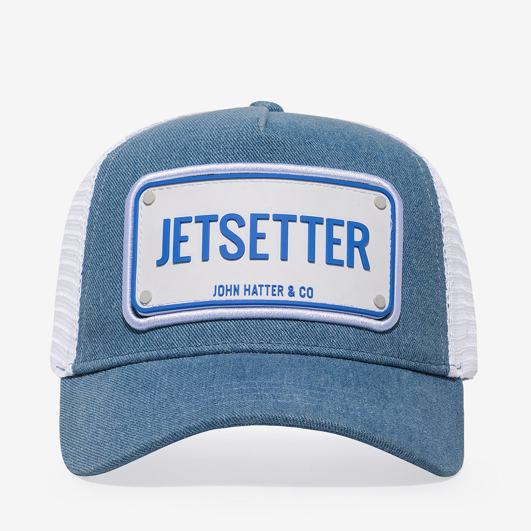 John Hatter Jetsetter blå keps med frontlapp i återvunnet gummi
