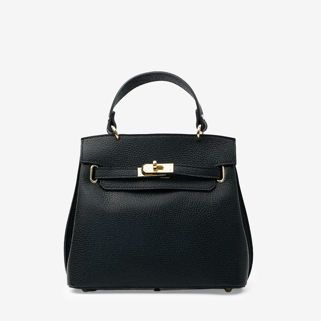 Svart Rivoli RIV läderväska med lock och axelrem