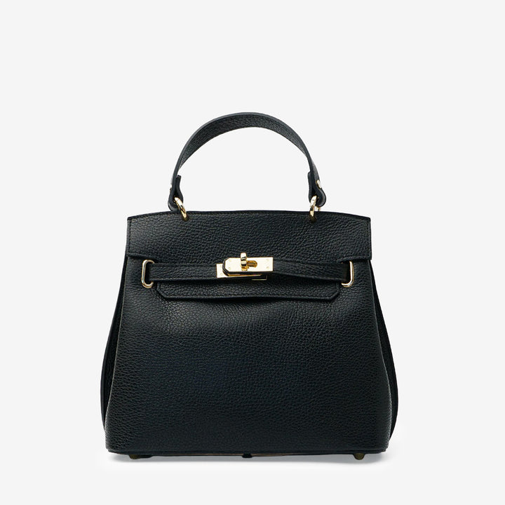 Svart Rivoli RIV läderväska med lock och axelrem