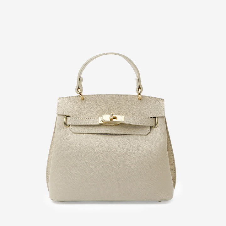 Beige Rivoli Riv läderväska med lock och axelrem