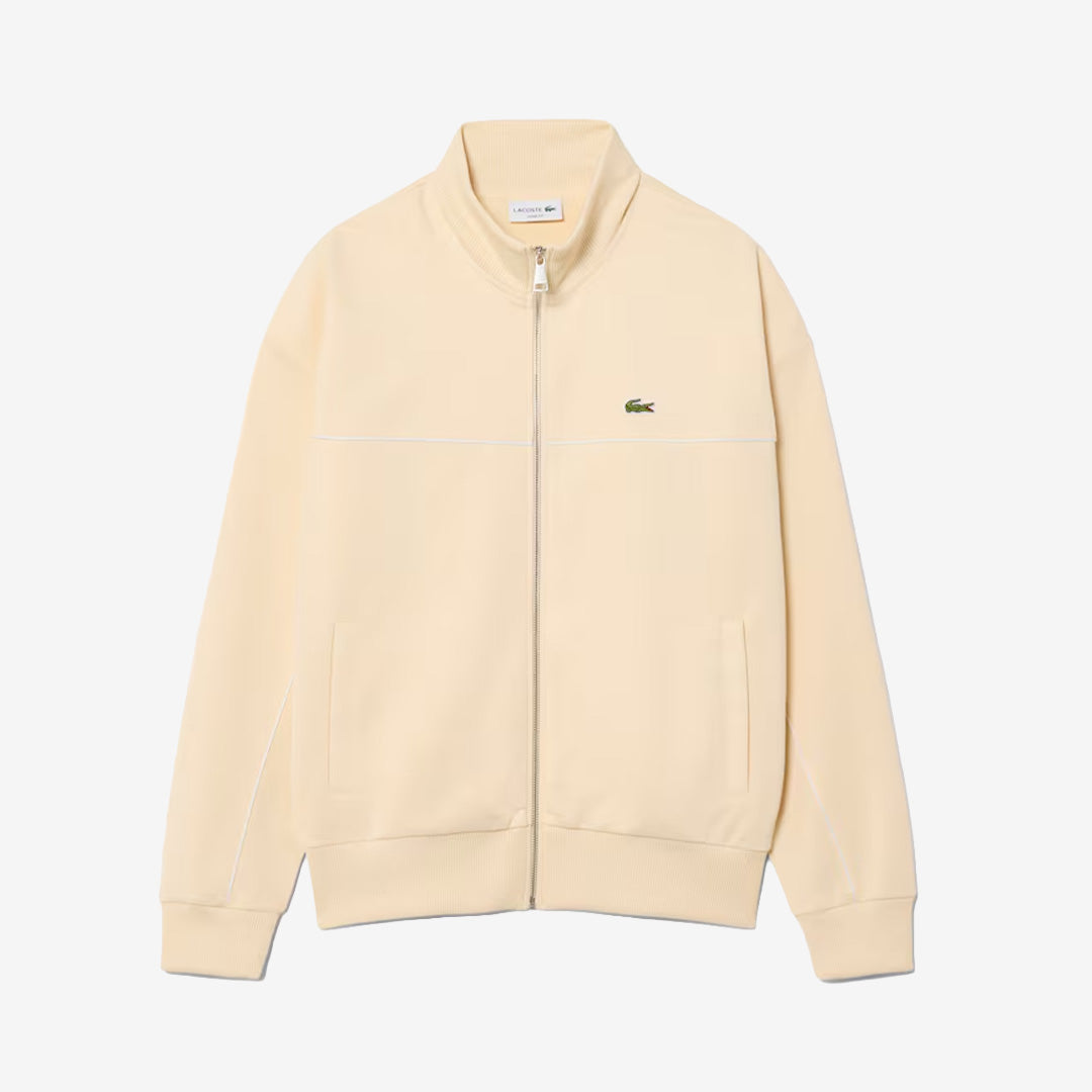 Lacoste sh0627-00 ziptröja i naturel clair med dragkedja och krokodillogga