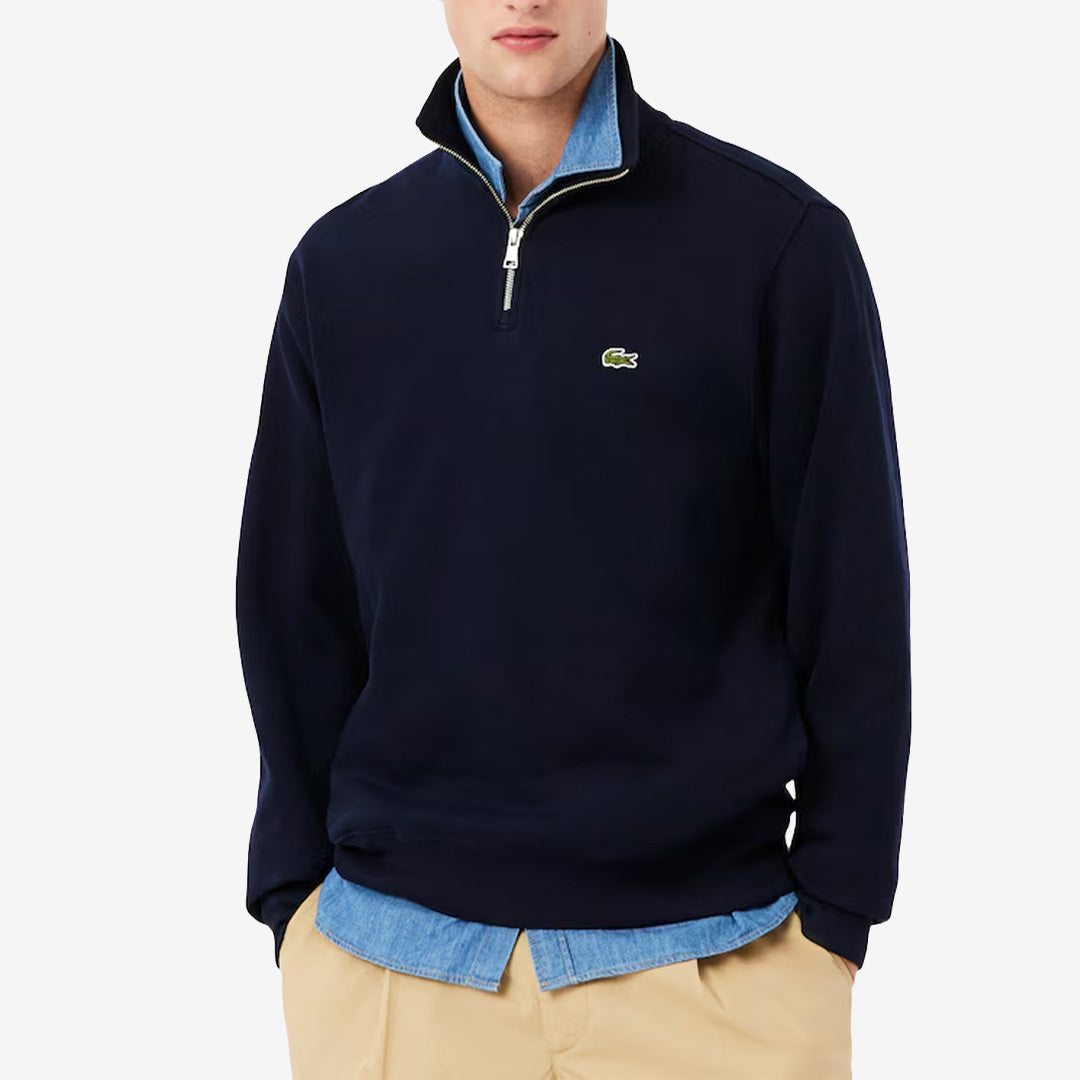 Lacoste SH1927-00 half zip sweatshirt i navy blue med krokodillogga