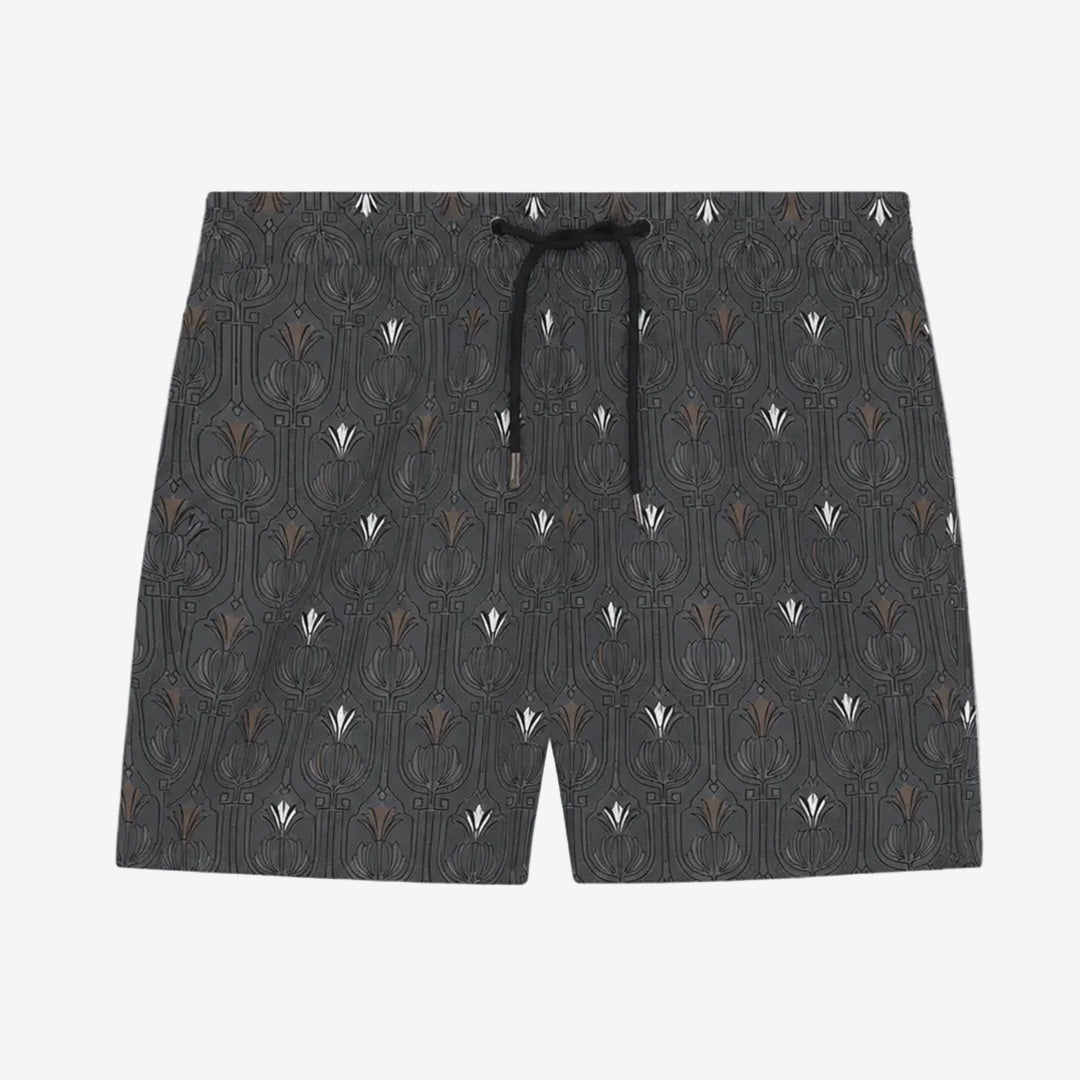 Lyle & Scott SH2443V Botanical Swimshort i Iron med botaniskt mönster och polyesterkvalitet för herr