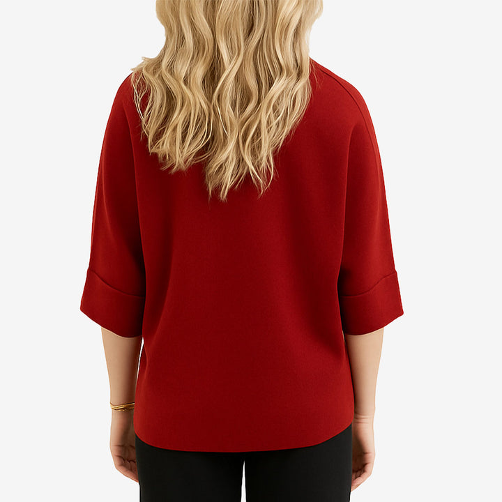 Stickad tröja v-neck m guldknappar